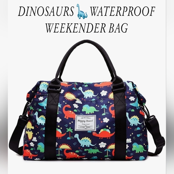 DINOSAURS 🦕.WATERPROOF WEEKENDER DUFFLE BAG. Kids - Picture 1 of 6
